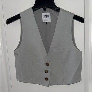 Zara Gray Buttoned Vest
